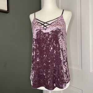 American Eagle Outfitters Crisscross Velvet Cami in Purple